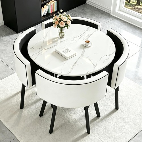 Round dining table and chairs - dining,