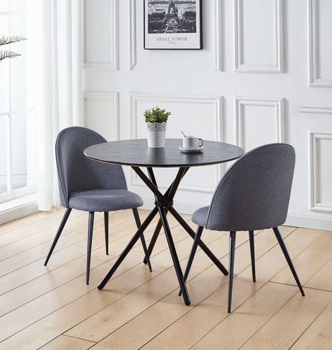 Dining set small round black - round,
