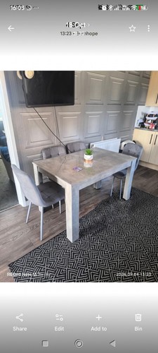 Grey dining table and chairs - table,